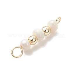 Natural Cultured Freshwater Pearl Potato with Round Electroplate Synthetic Non-magnetic Hematite Beaded Connector Charms&nbsp;PALLOY-JF04854-02