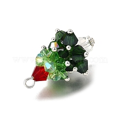 ガラスチャーム  クリスマスツリー  鉄ループ付き  多面カット  銀  29.5x18.5mm  穴：2.5mm&nbsp;PALLOY-JF04431-01