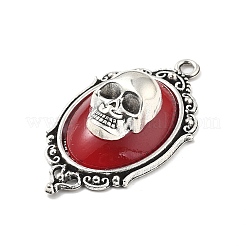Gothic Style Oval with Skull Alloy Resin Pendants&nbsp;PALLOY-V007-04AS-01