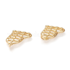 真鍮チャーム  丸カン付き  長持ちメッキ  中空  スターとハート  ゴールドカラー  23x16x2.5mm  穴：3.4mm&nbsp;KK-K246-18G