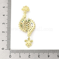 Rack Plating Brass Pave Colorful Cubic Zirconia Flower Connector Charms&nbsp;KK-C052-37D-G