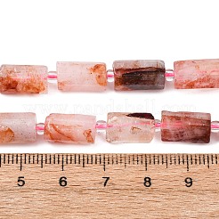 天然ヘマトイドクォーツ/鉄クォーツビーズ連売り  多面カット  コラム  シードビーズで  10~14x6~8mm  穴：1.4~1.5mm  約28個/連  15.83''（40.2センチメートル）&nbsp;G-L655-B02-01