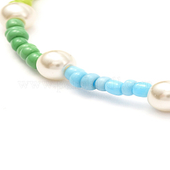 Glass Seed & Glass Pearl Beaded Necklace for Girl Women&nbsp;X1-NJEW-TA00007