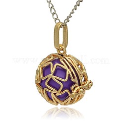 Golden Tone Brass Hollow Round Cage Pendants&nbsp;KK-J231-09G
