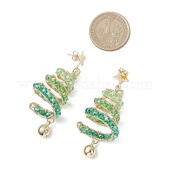 Brass Glass Dangle Stud Earrings&nbsp;EJEW-TA00738