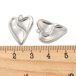 変色しない304ステンレススチールペンダント  ハートチャーム  ステンレス鋼色  19x15x3mm  穴：1.4mm&nbsp;STAS-L022-108P-01