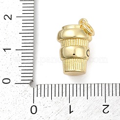 真鍮製エナメルペンダント  丸カン付き  コーヒーカップチャーム  ラックめっき  カドミウムフリー＆鉛フリー  持続的なメッキ  18KGP本金メッキ  15.5x10mm  穴：3.5mm&nbsp;KK-U062-01A-G