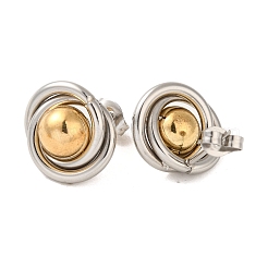 女性用リング＆ラウンド 304 ステンレススチール スタッド イヤリング  ゴールデン·ステンレス鋼色  14x15.5mm&nbsp;EJEW-U003-19