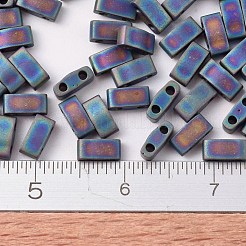 MIYUKIハーフティラビーズ  日本製シードビーズ  2の穴  （htl401fr）マットブラックab  5x2.3x1.9mm  穴：0.8mm  約2500個/100g&nbsp;SEED-J020-HTL0401FR