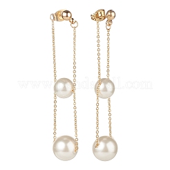 Round Shell Beads with Long Chain Tassel Dangle Stud Earrings&nbsp;EJEW-TA00092