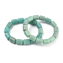 Column Natural Amazonite Beads Stretch Bracelets for Women Men&nbsp;BJEW-A148-01A-17