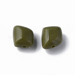 不透明なアクリルビーズ  ポリゴン  ダークオリーブグリーン  17.5x15.5x11mm  穴：2mm  約230個/500g&nbsp;MACR-S373-15A-A11