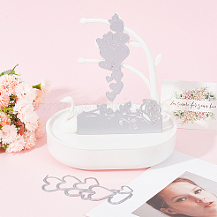 3個 3スタイル カーボンスチールカッティングダイス DIYテンプレート  装飾エンボス diy 紙カード用  マットプラチナカラー  ハート＆フラワー  混合模様  118~129x45~55x0.8mm  1個/スタイル&nbsp;DIY-GF0006-31