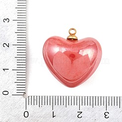 304ステンレススチール樹脂ペンダント  ハートチャーム  ゴールド  サクランボ色  22.5x22x15.5mm  穴：1.6mm&nbsp;STAS-K322-10A-01