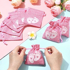 Baby Footprint Polyester Drawstring Bags&nbsp;ABAG-FZC0001-01B