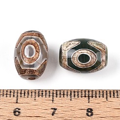 チベット風ジービーズ  天然石瑪瑙ビーズ  染め＆加熱  オーバル  片目  3mm  穴：13x11mm&nbsp;TDZI-N001-009