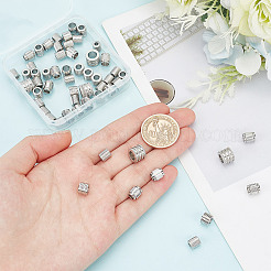 55個 5スタイル 202ステンレススチールビーズ & ヨーロピアンビーズ  コラム  ステンレス鋼色  7~10x5~8mm  穴：3~6.5mm&nbsp;STAS-AR0002-19