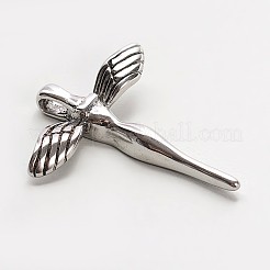 変色しにくい201ステンレススチール製フェアリーペンダント  ステンレス鋼色  37x30.5x6mm  穴：3.5x5mm&nbsp;X-STAS-I033-03