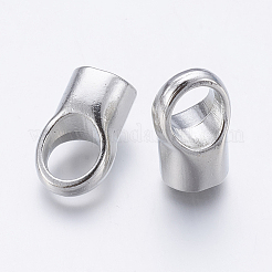 真鍮製コードエンドパーツ  カドミウムフリー＆鉛フリー  プラチナカラー  12x19mm  穴：8mm  内径：8mm&nbsp;X-KK-19X12-P