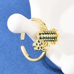 Brass Micro Pave Cubic Zirconia Cuff Rings for Women&nbsp;RJEW-A088-07G