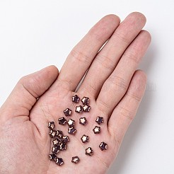 チェコガラスビーズ  スター  ロージーブラウン  6x6x3mm  穴：0.8mm  約680個/袋  正味重量：95~100g /袋&nbsp;GLAA-L025-E06