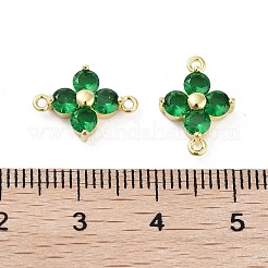 Rack Plating Brass Pave Cubic Zirconia Connector Charms&nbsp;KK-H474-20G-01