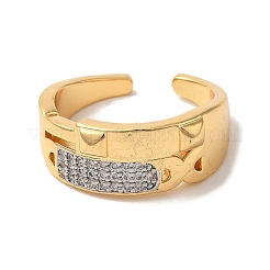 Rack Plating Brass Micro Pave Clear Cubic Zirconia Cuff Rings for Women&nbsp;RJEW-G325-13H-GP