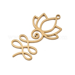ステンレスペンダント201個  蓮の花のウナロメチャーム  ゴールドカラー  27.5x15.5x1mm  穴：1.4mm&nbsp;STAS-I364-04G