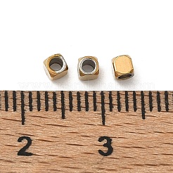 304ステンレススチールビーズ  キューブ  イオンプレーティング（ip）  長持ちメッキ  ラックめっき  18KGP本金メッキ  2.5x2.5x2.5mm  穴：1.6mm&nbsp;STAS-P448-03B-G