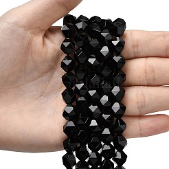 ナチュラルブラックオニキスビーズ連売り  スターカットラウンドビーズ  多面カット  染め＆加熱  9~10x9~10x9~10mm  穴：1~1.4mm  約38~40個/連  14.88''（15.08''センチメートル）&nbsp;G-Z119-A04-03