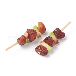 模造食品樹脂バーベキュー串モデルおもちゃ  ディスプレイの装飾  豚肉  チョコレート  68.5x17~20.5x14.5~18mm&nbsp;RESI-O008-01