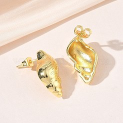 女性のための真鍮のスタッドピアス  ラックめっき  長持ちメッキ  鉛フリー＆カドミウムフリー  18KGP本金メッキ  巻き貝  21.5x13mm&nbsp;EJEW-A167-02E-G
