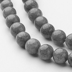 天然石馬山ジェイドラウンドビーズ連売り  染め  グレー  8mm  穴：1mm  約48個/連  15インチ&nbsp;X-G-D263-8mm-XS29