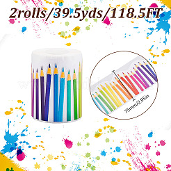 紙のステッカー  粘着デカール  鉛筆  カラフル  75mm  18 m /ロール&nbsp;STIC-WH0003-57