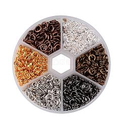真鍮製オープン丸カン1箱  ラウンド  ミックスカラー  18ゲージ  6x1mm  内径：4mm  約120g/ボックス&nbsp;KK-X0060-6mm