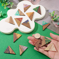 14Pcs 7 Colors Opaque Resin and Walnut Wood Pendants&nbsp;RESI-TA0005-15
