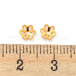 925スターリングシルバービーズキャップ  6花びら  花  18KGP本金メッキ  5x4.5x1mm  穴：0.8mm&nbsp;STER-U002-03G