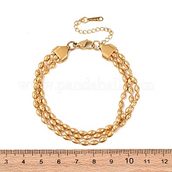 304 Stainless Steel Beads Multi-strand Bracelets&nbsp;LS-BJEW-K287-01G
