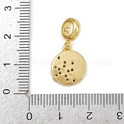 Brass Micro Pave Clear Cubic Zirconia European Dangle Charms&nbsp;KK-N271-46G-02
