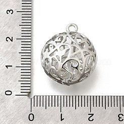 真鍮チャーム  カドミウムフリー＆ニッケルフリー＆鉛フリー  中空  フラットラウンド  プラチナ  22x19x13mm  穴：1.8mm&nbsp;KK-E792-29P-01