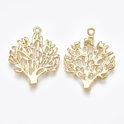 真鍮チャーム  カドミウムフリー＆ニッケルフリー＆鉛フリー  ツリー  18KGP本金メッキ  29x23x2mm  穴：1.8mm&nbsp;LS-KK-S348-145