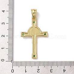 ラックメッキ真鍮製キュービックジルコニアチャーム  鉛フリー＆カドミウムフリー  クロス  18KGP本金メッキ  33x21x3mm  穴：6.5x3.8mm&nbsp;KK-M272-06G