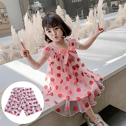 Strawberry Pattern Polyester Mesh Lace Fabric&nbsp;DIY-WH0419-42