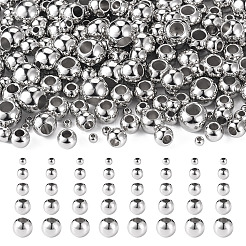 250 個 5 スタイル CCB プラスチックヨーロッパビーズ  大穴ビーズ  ラウンド  プラチナ  3.8~12x3~9.8mm  穴：1.8~5.8mm  50個/スタイル&nbsp;CCB-TA0001-07