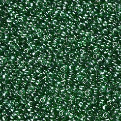 （詰め替えサービスあり）ガラスシードビーズ  トランス。光沢の色  ラウンド  ダークゴリーン  12/0  2mm  穴：1mm  約12 G /袋&nbsp;SEED-C015-2mm-107B