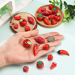 24Pcs 8 Styles Artificial Vegetable Theme Resin Iron Pendants&nbsp;RESI-TA0005-76