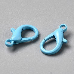 焼き付け塗装、亜鉛合金製ロブスタークラスプ  ディープスカイブルー  16x9x4mm  穴：1.8mm&nbsp;FIND-WH0016-53B