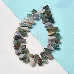 天然石インディアン瑪瑙ビーズ連売り  ティアドロップ  トップ掘削  9~10x5~5.5x3.5~4mm  穴：0.7mm  約40~48個/連  7.09~7.28''（18~18.5cm）。&nbsp;G-B064-B29