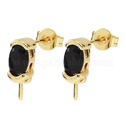 Brass Micro Pave Cubic Zirconia Earring Findings&nbsp;KK-D226-10G