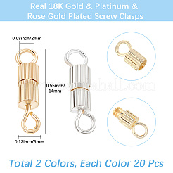 40色の真鍮製ネジ留め具2個  コラム  ゴールデン＆シルバー  14x3mm  穴：2mm  20個/カラー&nbsp;KK-BBC0019-29